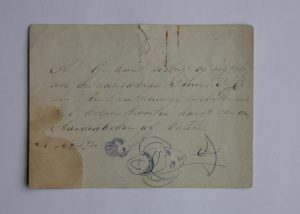 Tekst op achterkant briefkaart aan ds Lesturgeon juli 1873