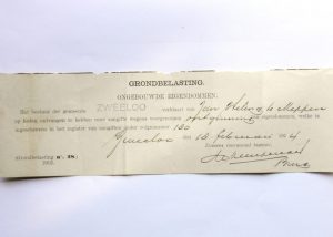 grondbelasting in 1914 ondertekend door de burgemeester: Willem van Andringa de Kempenaer